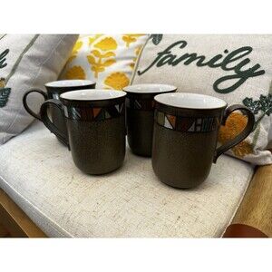 Denby Marrakesh Tea Coffee Mugs X4 Vintage Stoneware 10cm Tall 200ml Retro 90s